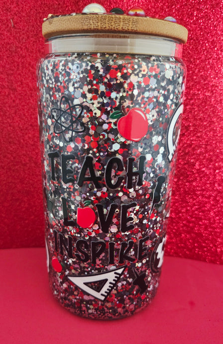 Teach Love Inspire Glass Can