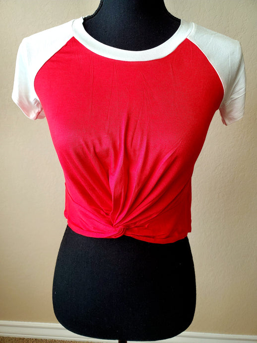 Red and White Crop Top